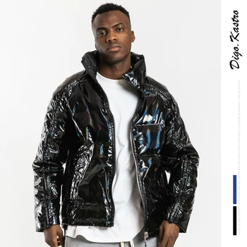 

2019 Trend Original Star Same Down Jacket Men / Women Laser Shiny Reflective Down Jacket Streetwear Thick Couple Down Jacket