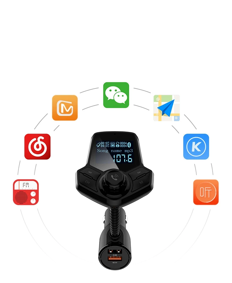 QC 3,0 HY 91 Автомобильный Bluetooth Hands Free MP3-плеер/телефон на радио fm-передатчик
