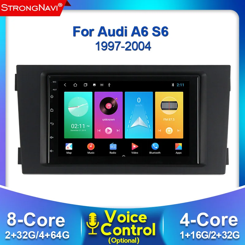 Автомагнитола 2DIN на Android 4 Гб + 64 ГБ для Audi A6 C5 1997 2004 S6 2 1999 RS6 1 2002 2006 мультимедийный