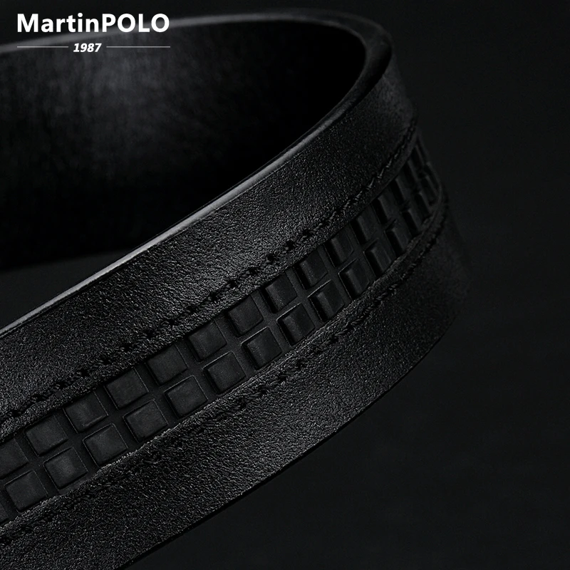 MARTINPOLO, мужские ремни из натуральной воловьей кожи, деловой ремень для мужчин, ремень с пряжкой из сплава, роскошный, с подарочной упаковкой, черный, MP01701P