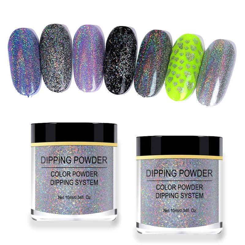 1 BOX Holographic Dipping Nail Powders Gradient Colorful Glitter Lasting Than UV Gel Natural Dry Without Lamp Cure | Красота и