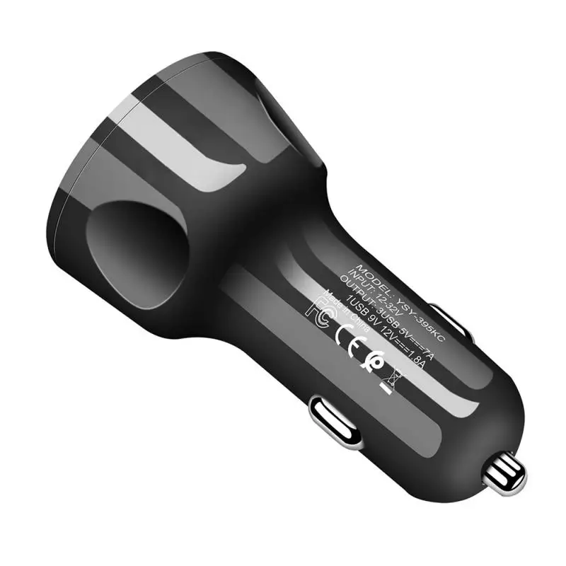 Универсальное автомобильное зарядное устройство QC3.0 с 3 usb портами для iPhone Huawei