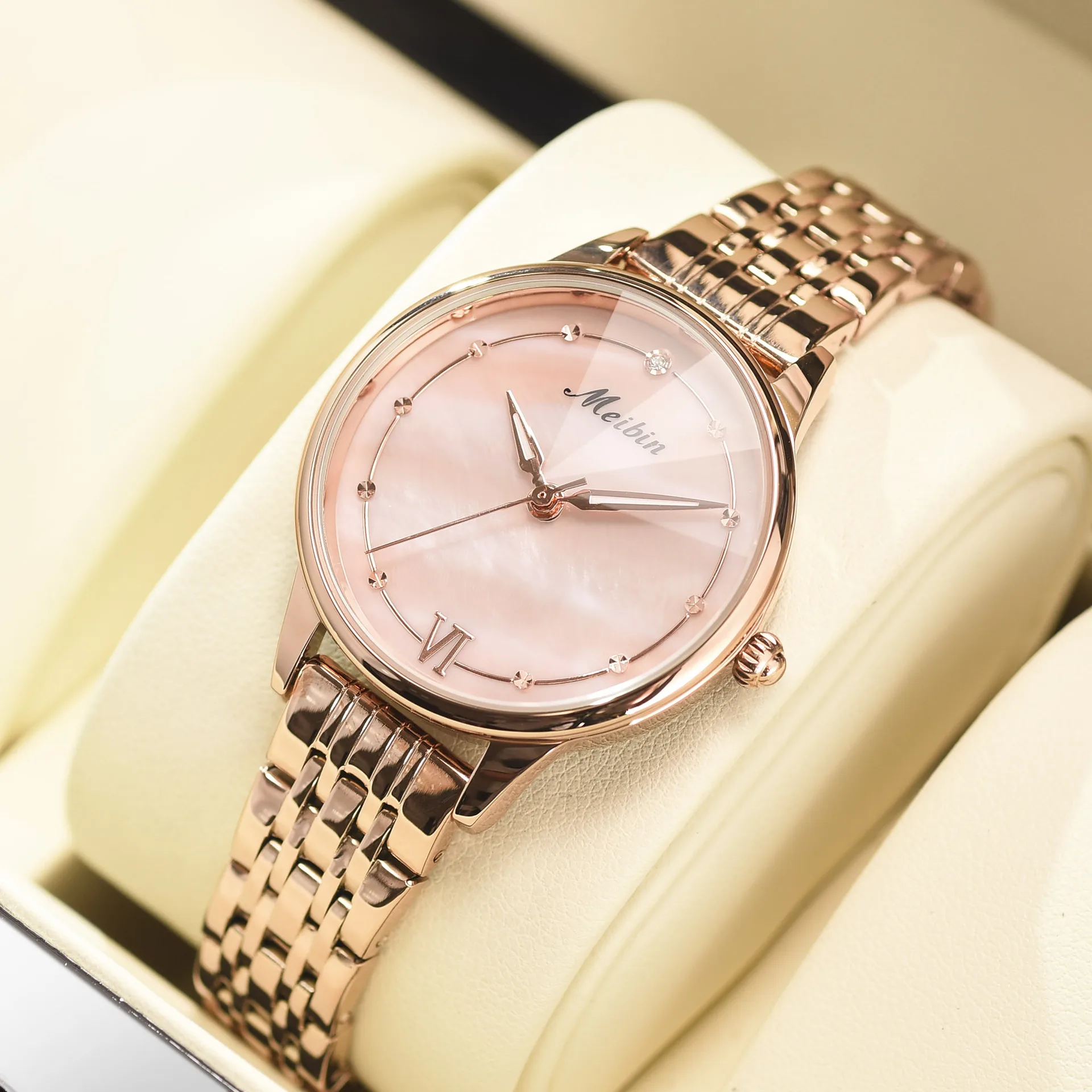 

MEIBIN brand ladies watch set diamond British waterproof steel band watch Christmas present watches for girl woman gift casual