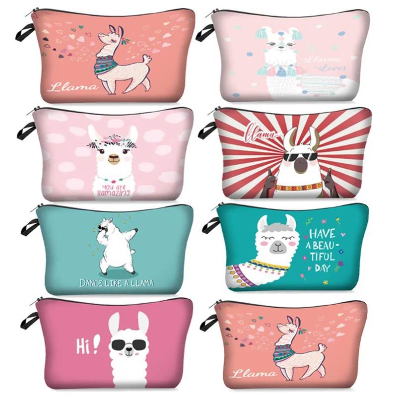Купить Hot Llama 3D Printing Makeup Bags With Multicolor Pattern Cute Cosmetics Pouchs For Travel Ladies Pouch Women Cosmetic Bag  Багаж и сумки | Косметички (4000206953931)