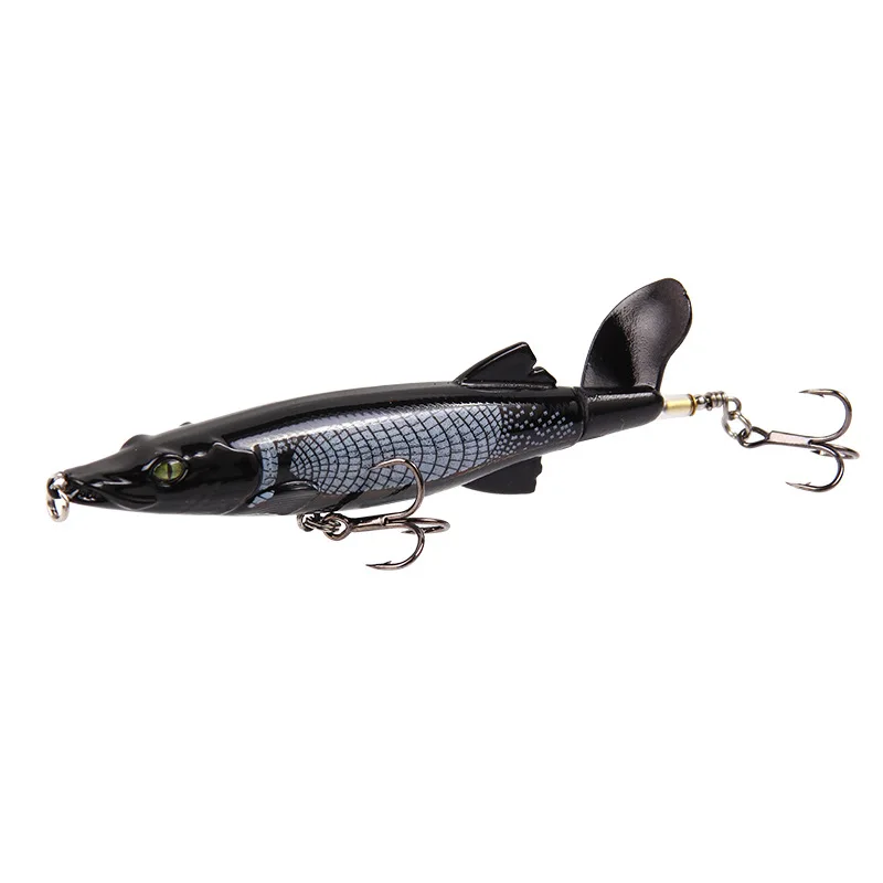  Minnow Fishing Lure Rotating Tail Whopper Popper Topwater Swim Crankbait &T8