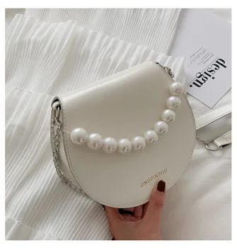

Black white round PU Leather Shoulder Bags For Women 2020 Simple Handbags Female Fashion Hand Bag Lady Totes designer bags