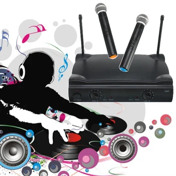 

High Quality Dual VHF Wireless Cordless Handheld Microphone Mic System with Receiver for Kareoke Microphone Party KTV Studio