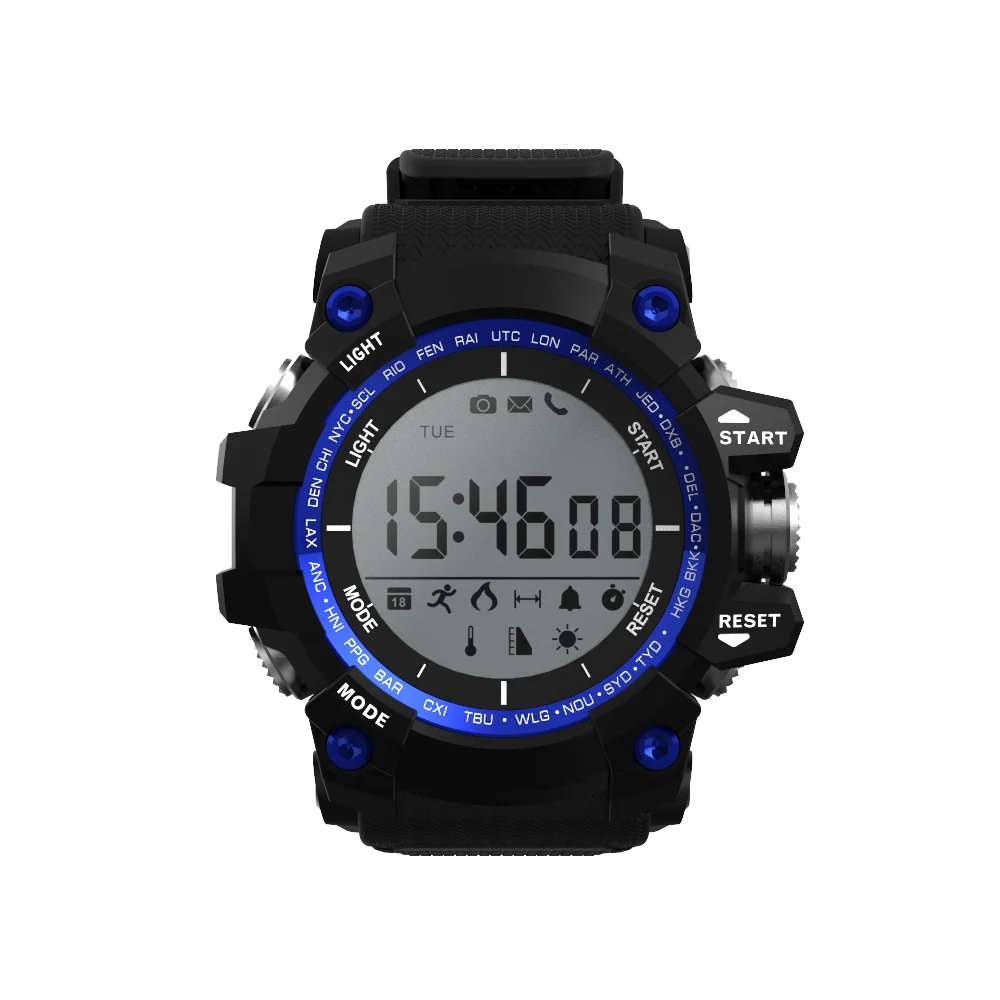 Мужские спортивные Смарт-часы с Bluetooth IP67 водонепроницаемые Смарт-часы Шагомер наручные часы для плавания военные часы для ios Android телефон - Цвет: Синий