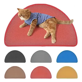 

New Cat Litter Mat Semicircle EVA Double-Layer Cat Litter Trapper Mats with Waterproof Bottom Layer Anti Splash Cat Bed