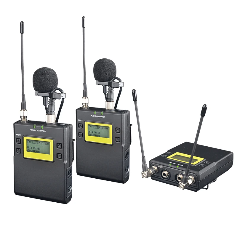 2 trans 1 receiver 2 канала DSLR камера беспроводной петличный микрофон системы для наружной записи, интервью, видео съемки, широковещательный микрофон - Цвет: 2 trans 1 receiver
