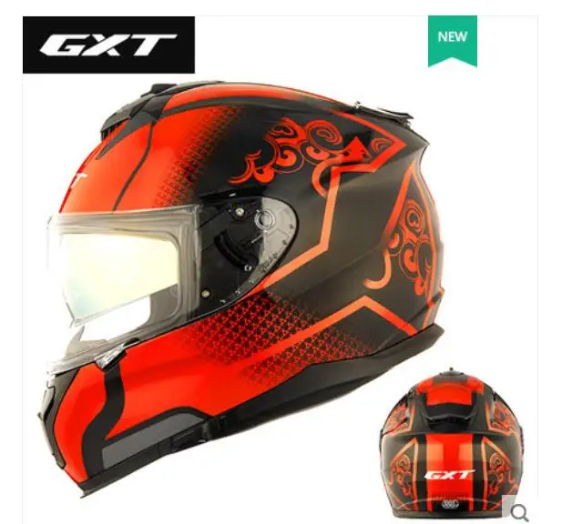 Рыцарский защитный GXT двойной объектив мотоциклетный шлем полное лицо мотоциклетные шлемы из ABS с PC козырьком линзы - Цвет: Красный