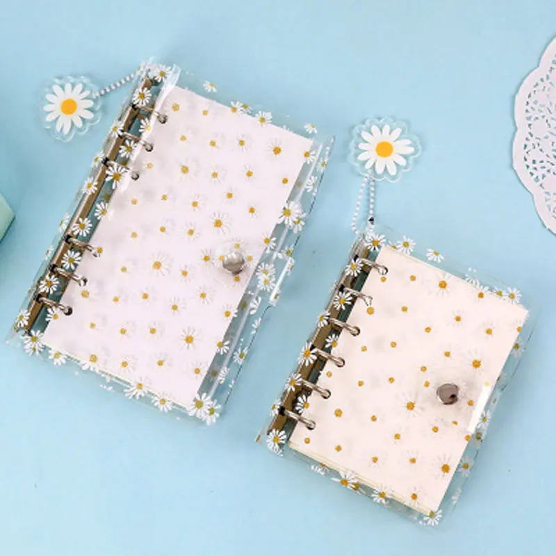 2020 Yiwi Yellow Flower A7 A6 Spiral transparent PVC Notebook Cover Loose Diary Coil Ring Binder Planner Without Filler | Канцтовары для