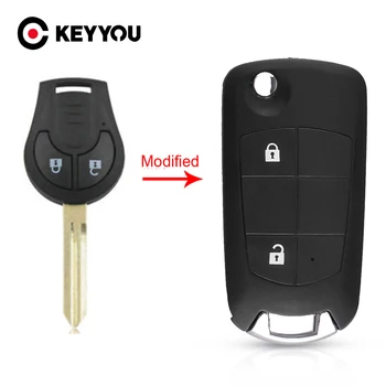 

KEYYOU 10X Modified Flip Folding Key Shell Case Fob For NISSAN Cube Juke Rogue Note Micra with NSN14 uncut blade 2/3/4 Buttons