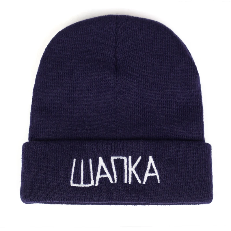Новая шерстяная шапка с вышитыми буквами WANKA, модные Универсальные шапки с капюшоном для пары, осенняя и зимняя уличная теплая шапка для холодной погоды - Цвет: Тёмно-синий