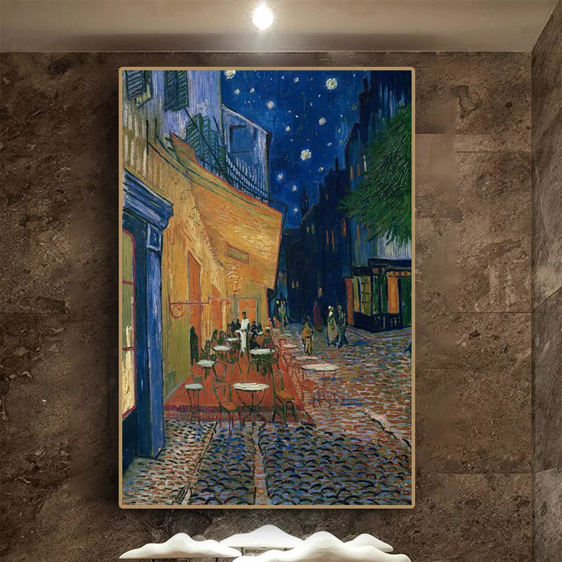 

Famous Van Gogh Cafe Terrace At Night Oil Painting Reproductions on Canvas Posters and Prints Wall Art Picture for Living Room