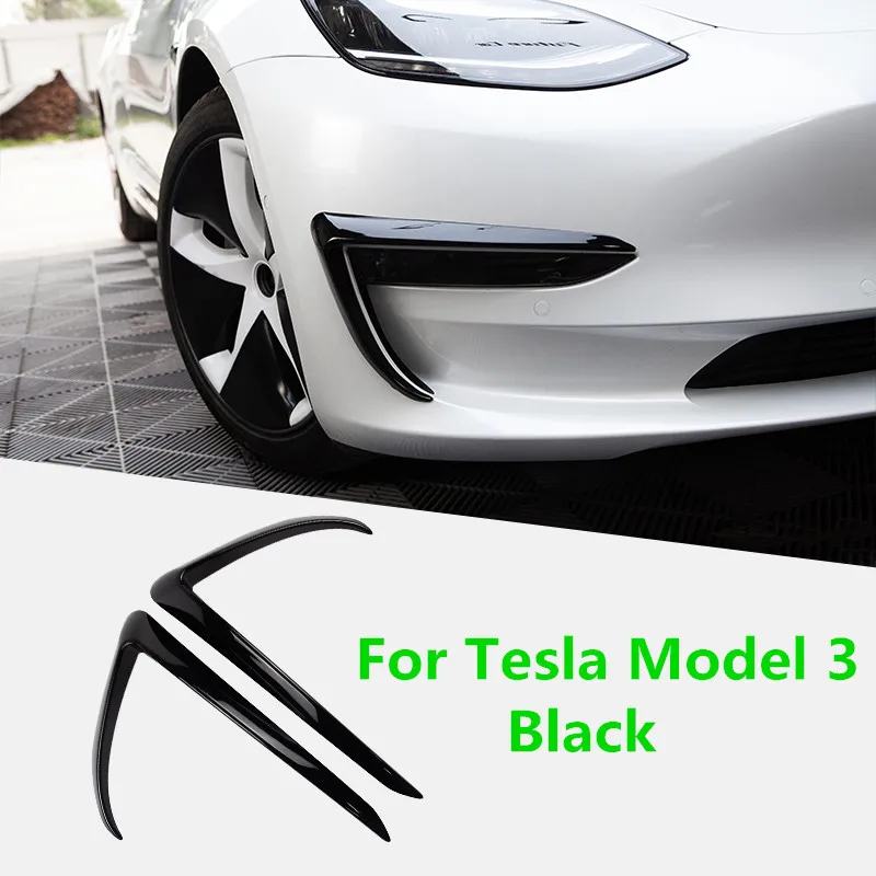 

Аксессуары для Tesla, модель 3, АБС-пластик, углеродное волокно, черно-белые автомобильные аксессуары, модель 3 2020, отделка переднего лезвия