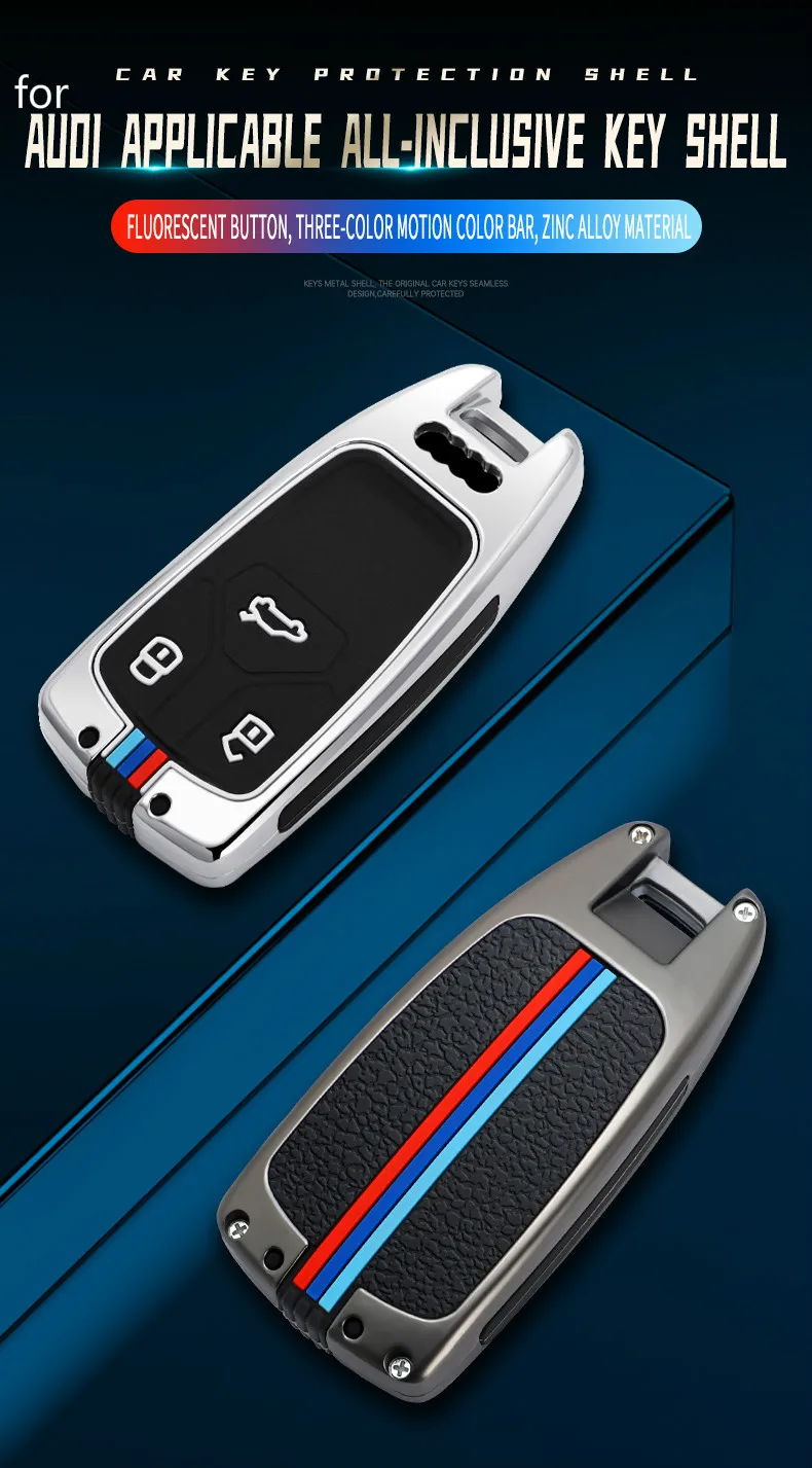 Custodia/cover per Chiave/telecomando in lega di zinco per AUDI A4 A4L A5 Q5 Q7 TT 2016 2017 portachiavi 2016 2017 2018 Styling - H8b84fced8b9c4ae6b84db4d290ad24f8y