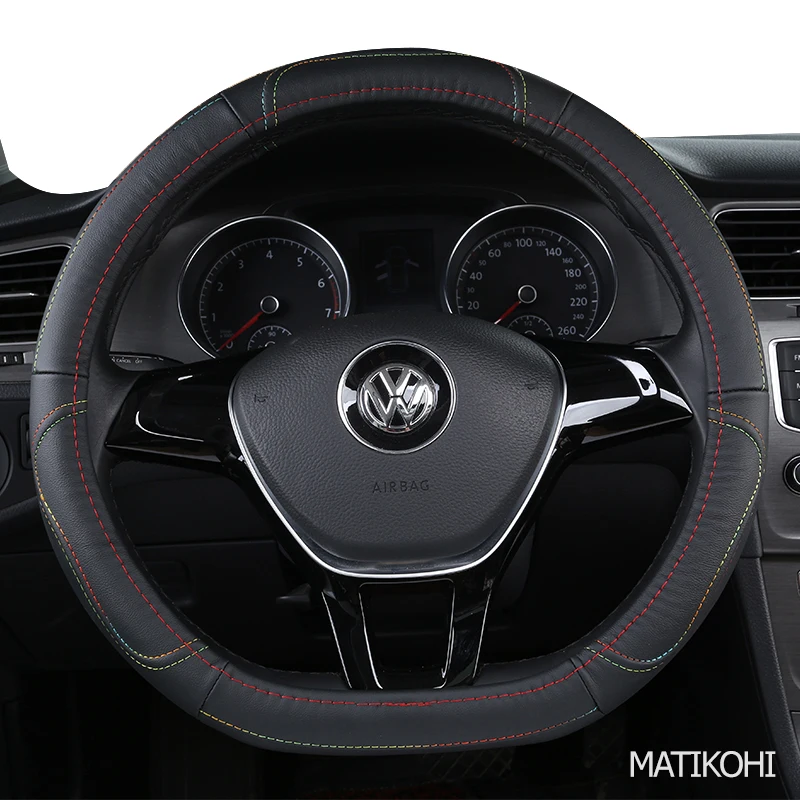 MATIKOHI Carbon Fiber Leather Car Steering Wheel Cover For Hyundai i20