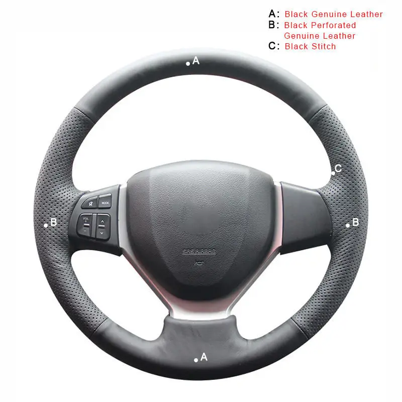 Genuine Leather Авто оплетка на руле Крышка для Suzuki Celerio S-CROSS SX4 2013 Suzuki Vitara DIY автомобильные Чехлы автостайлинг - Название цвета: Genuine Leather