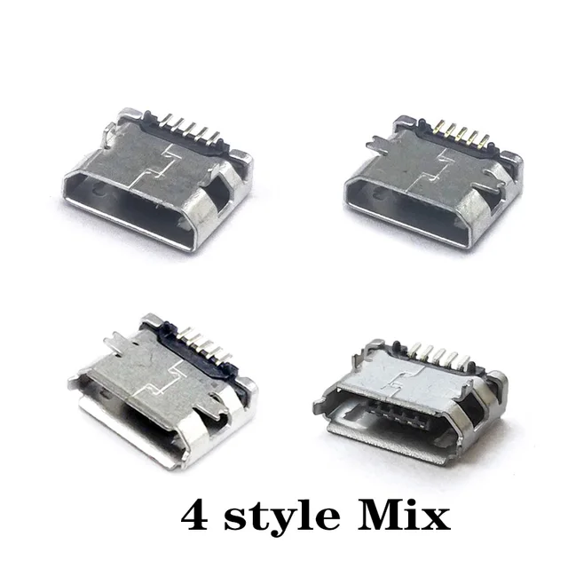 50pcs/lot 5Pin Micro-B SMD Micro USB Connector Female Port Jack Tail Sockect Plug For Android phone data connector style 5