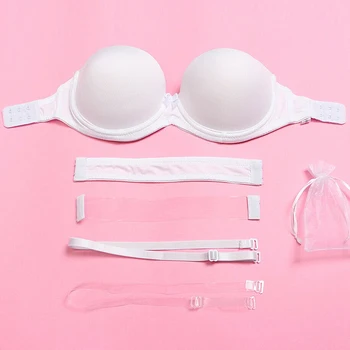 Yandw New Wedding Bras For Women Multiway Sexy Bra Invisible Clear Back Halter Neck Bralette Lingerie Strapless Bras Pure White