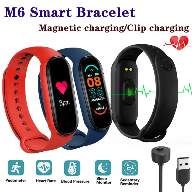 M6 Smart Bracelet Bluetooth Pedometer Fitness Tracker Sport Band Heart Rate Blood Pressure Watch For IPhone Huawei Xiaomi | Спорт и