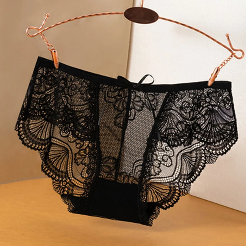 

Fashion Sexy Briefs Underpants Transparent Mesh Panties Low-Waist Seamless Solid Color Underwear Breathable Soft For Women 2021