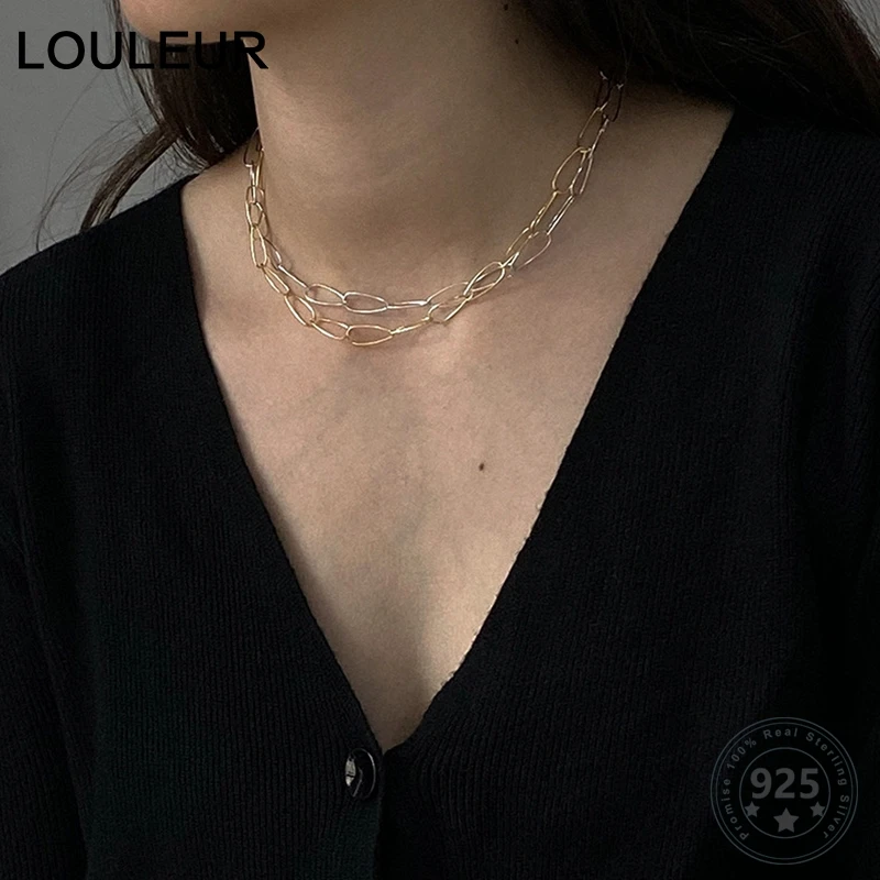 Louleur,, цепочка, чокер, серебро, 925, ожерелье для женщин, высокое качество, минималистичные, вечерние, ожерелье для женщин, 925, хорошее ювелирное изделие, подарки