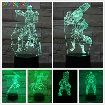 

3D Lamp Marvel Guardians of the Galaxy Superhero Drax the Destroyer Gamora Star-Lord Rocket Raccoon Groot 3D LED Night light