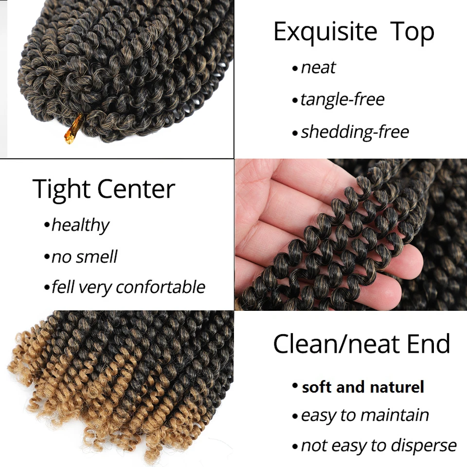 Ombre Spring Twist Hair 8 Inch Spring Twist Crochet Hair For Women Kinky Curly Twist Synthetic Braiding Hair 30 Strands/Pack 5
