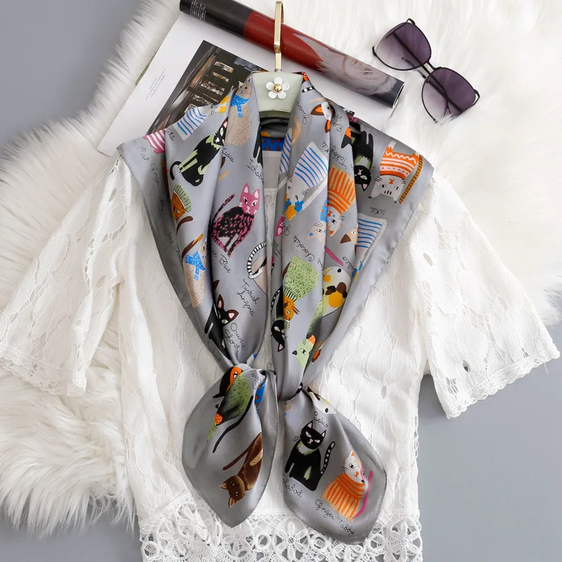 New 2024 Fashion Kerchief Small Silk Neck Scarf For Women Hijab Scarfs Female Shawls Bags Scarves Lady Bandana Foulard 3