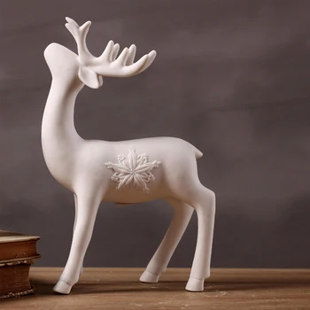 

Nordic White Deer Sculpture Figurine Creative Ceramic Modern Art Figurine Ornament Home Decoration Accessories Desktop Decor