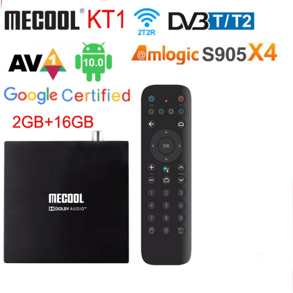 mecool kt1 Google Certificated TV Box Android 10 DVB-T/T2 Amlogic S905X4 AV1 4K 2T2R Dual WIFI BT Media Player Set-Top Box 