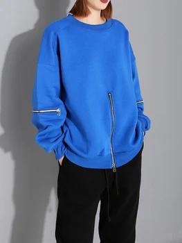 

2019autumn and winter sweatshirt solid color round neck warm long-sleeved casual tops fashion head of the head sweatshirt women