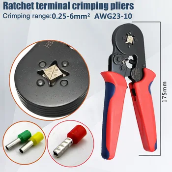 

Tubular terminal crimping tools mini electrical pliers HSC8 10SA/6-4 0.25-10mm2 23-7AWG 6-6A 0.25-6mm2 high precision clamp set