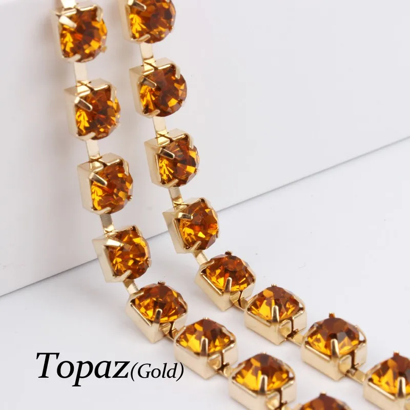 Topaz Специальное предложение чехлы для очков обувь топаз Ss28 5 ярдов горный хрусталь цепь золото/серебро свободные коготь цепи для одежды - Цвет: Topaz