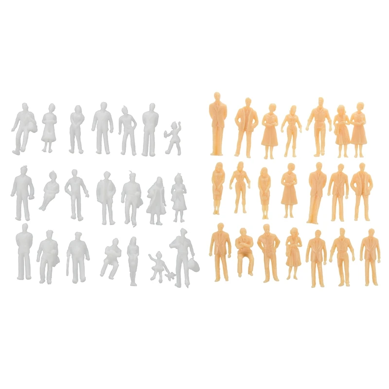 

100Pcs Unpainted Model Train People Figures Scale O (1 to 50) & 100Pcs Model Train People Figures Scale HO TT (1 to 100), Assort