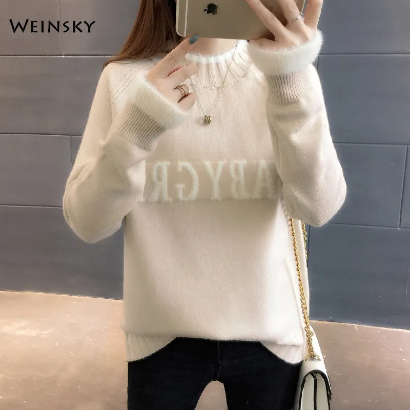 Women Knitted Sweater And Pullovers Korean Casual Style Letter Female Sweaters 2019 Autumn Winter New Tops | Женская одежда