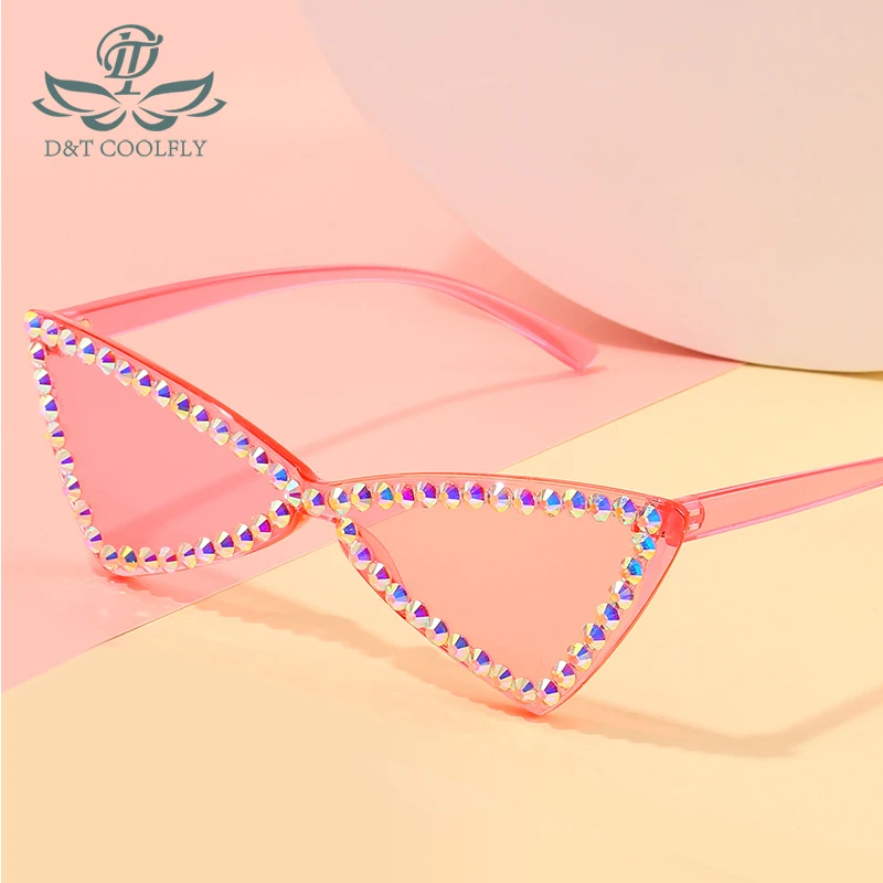 

D&T 2020 New Fashion Cat Eye Sunglasses Women Luxury Diamond Colorful PC Lens Frame Brand Designer Party Sexy Sunglasses UV400