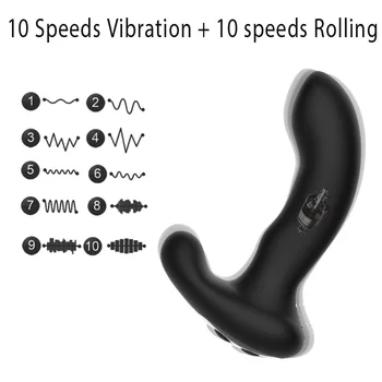 Remote Control Vibrating Prostate Massager for Men Rolling Anal Plug Male Vibrator Sex Toys Gay Butt Plug Prostata Stimulator 4
