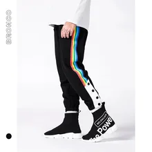 BC/сезон осень-зима; большие детские брюки спортивные штаны в радужную полоску крутые спортивные штаны на пуговицах для детей