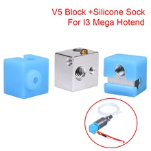 

E3D V5 Heater Block V5 Silicone Sock For Original Anycubic I3 Mega/Chiron V5 Hotend Extruder 3D Printer Parts V5 Aluminum Block