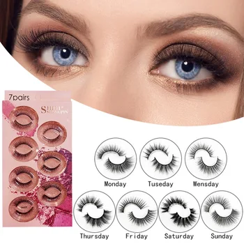 

New 7 Pairs Black Long Sparse Cross False Eyelashes Fake Eye Lashes Extensions Makeup Tools for stage MKXJ