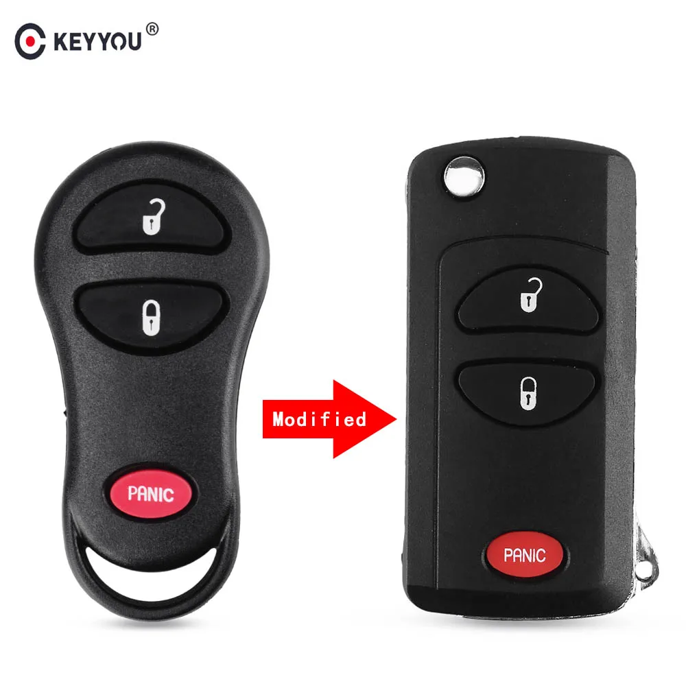 Складной чехол KEYYOU для Chrysler Dodge Jeep 1998-2004 Cherokee Grand 2 + 1 кнопки пульт дистанционного