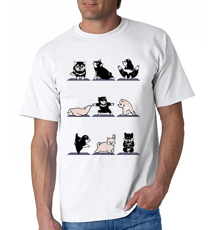 Животное Забавный дизайн Померанский/Кот/сотт/Слон/Английский бульдог/мопс бостонские терьеры Йога футболка для мужчин и женщин футболка