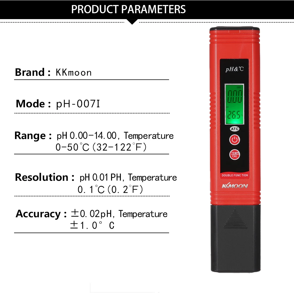 KKmoon профессиональный и энергосберегающий pH-007 рН-метр типа пера высокой точности с автоматической температурной компенсацией функция ATC