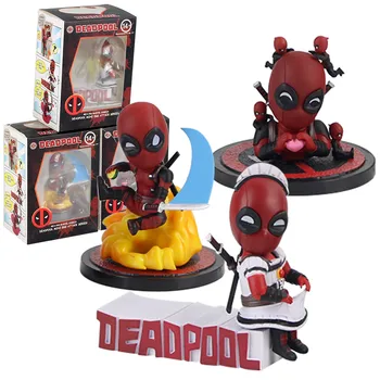 

3pcs/set 6-10cm Hot Deadpool Figure Toys Mini Series Q Version Decoration Dolls PVC Collectible Model Toy For Gift