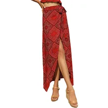 Женский стиль знаменитостей цельный Клетчатый Стиль Высокая талия красный цвет длинная юбка для женщин Летняя стильная одежда женская