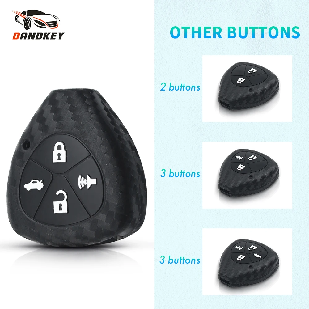 Dandkey 2/3/4 Buttons Carbon Fiber Key Case Cover For Toyota Yaris Tarago Camry Corolla RAV4 Crown Avalon Venza Silicone | Автомобили и