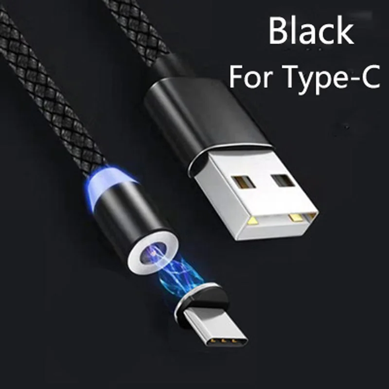 Магнитный usb-кабель type C для быстрой зарядки телефона, Магнитный провод, зарядное устройство для huawei mate 30 20 10 Pro P30 P20 P10 Lite Plus Pro - Цвет: Black For Type-C